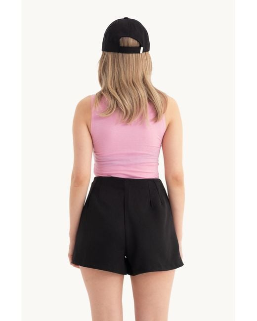 Hiccup Pink Halter Neck Cut Out Cropped Tank Top