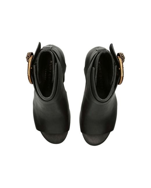 Kurt Geiger Black Leather Mayfair Peep Toe Boots