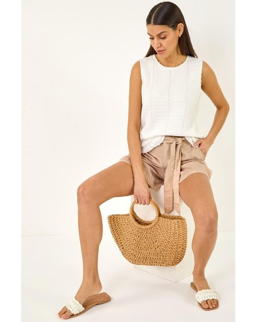 Roman White Pearl Trim Knitted Vest