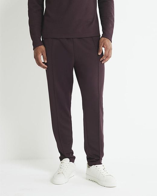 River Island Black Joggers Slim Fit Pique Textured for men