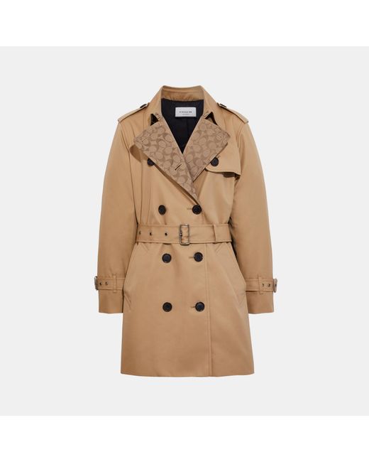 COACH Natural Signature Lapel Mid Trench