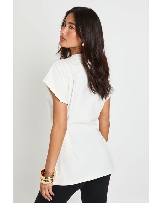 Boohoo White Pleat Waist Peplum T -Shirt