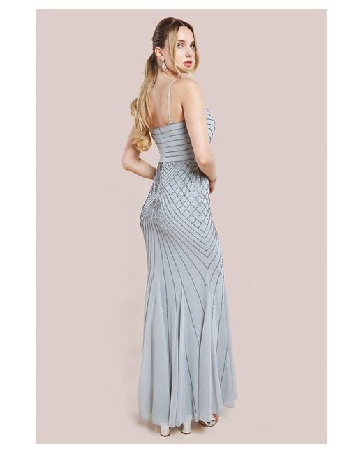 Goddiva Metallic Sleeveless Embellished Maxi Dress