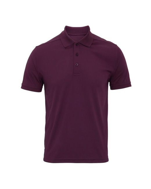PREMIER Purple Coolchecker Pique Polo Shirt (Aubergine) for men