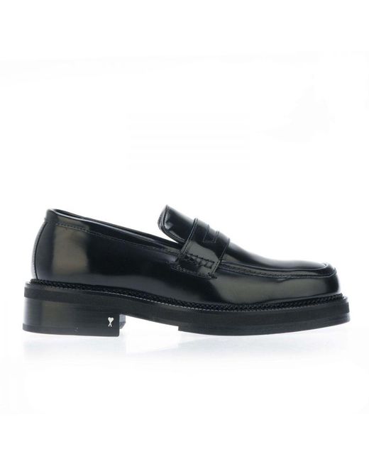 AMI Black De Coeur Leather Loafers for men