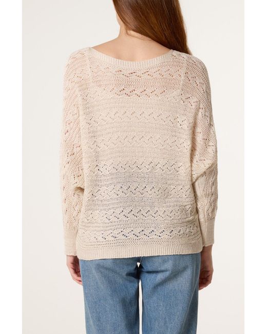 Blue Vanilla Natural Pointelle Cable Batwing Jumper