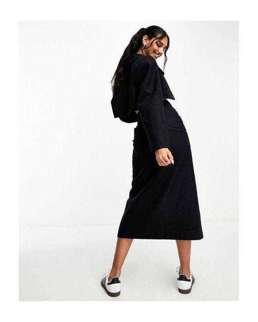 ASOS Black Co-Ord Utility Midi Skirt With Wool