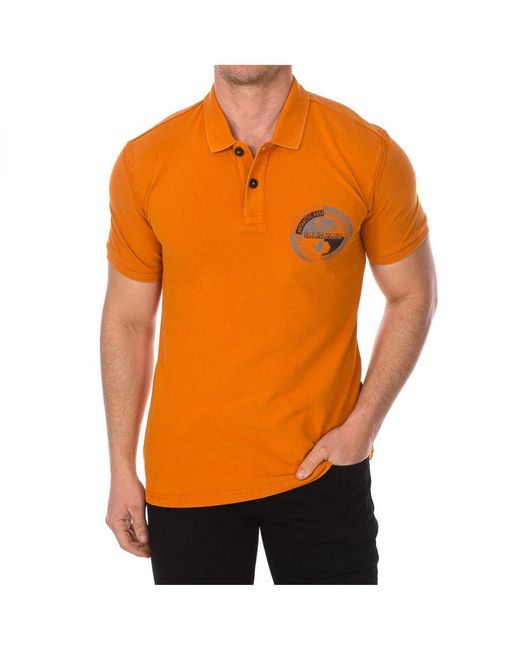 Napapijri Orange Eob Short Sleeve Polo With Lapel Collar Np0A4F68 for men