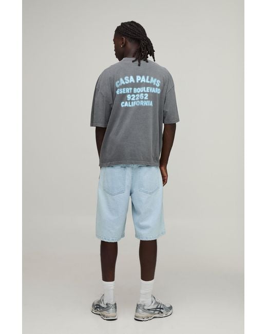BoohooMAN Gray Oversized Boxy Washed Casa Palms Print T-Shirt Cotton for men