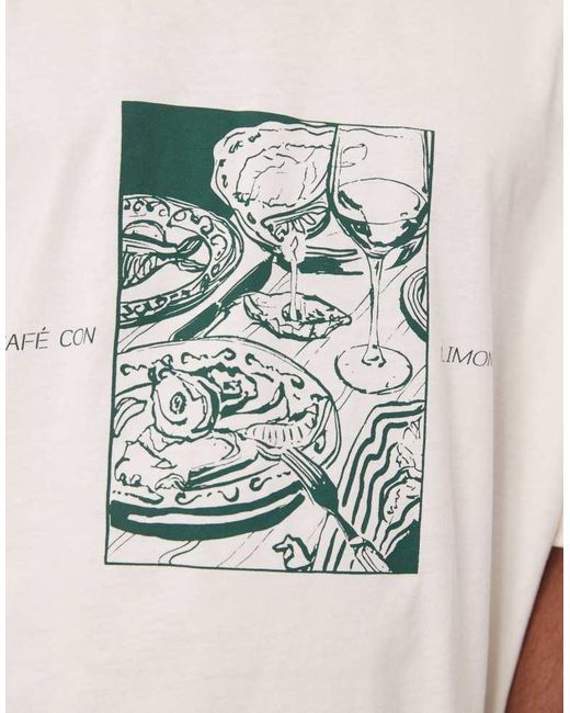 ASOS White Oversized T-Shirt With Cafe Graphic for men