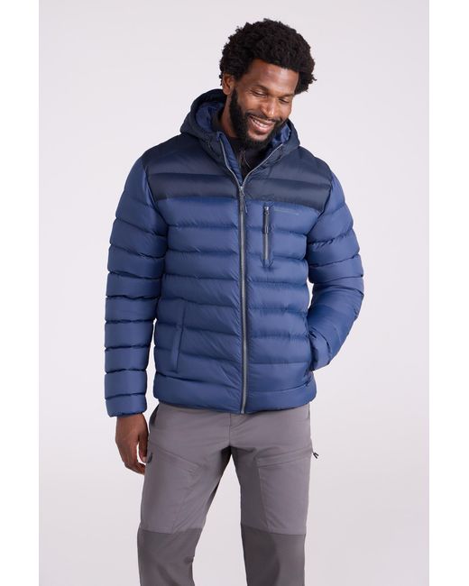 Mountain Warehouse Blue 'Link' Padded Jacket Water Resistant Warm Everyday Coat for men