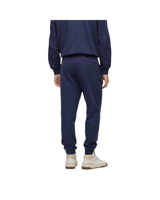 Boss Blue Seglitchstitch Solid Patterned Slim Joggers for men
