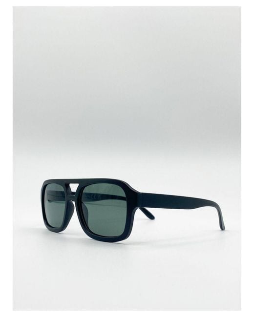 SVNX White 70's Navigator Sunglasses for men