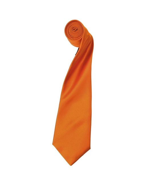 PREMIER Orange Plain Satin Tie (Narrow Blade) (Pack Of 2) () for men