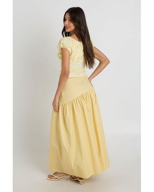 Boohoo Natural Button Down Puff Sleeve Top