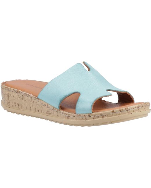 Hush Puppies Blue Eloise Leather Aqua Sandals