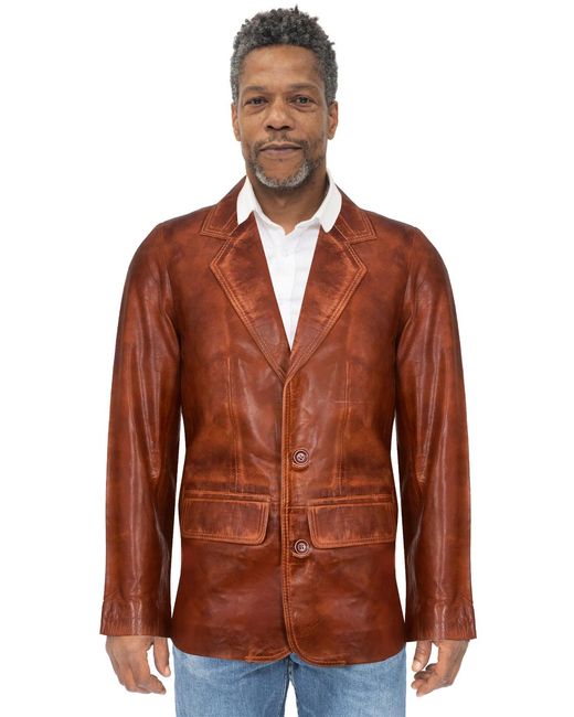 Infinity Leather Brown Blazer Jacket-Santiago for men