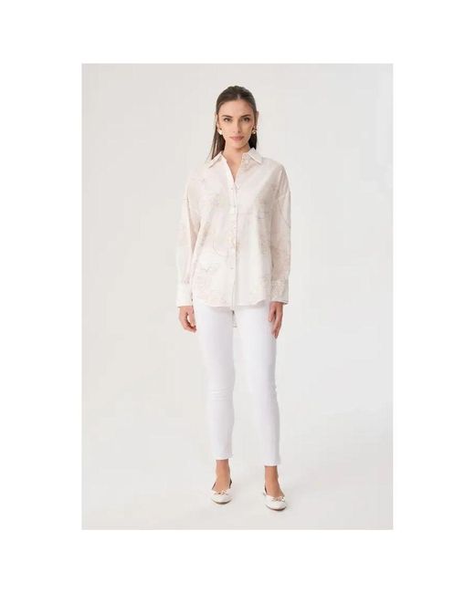 GUSTO White Embroidered Cotton Shirt
