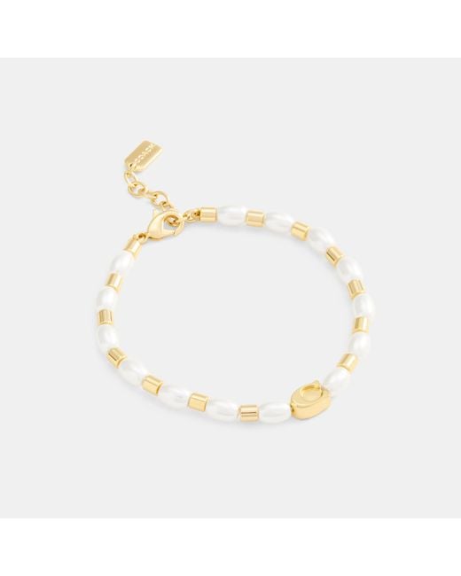 COACH Metallic Pearls And Beads Linear Bracelet