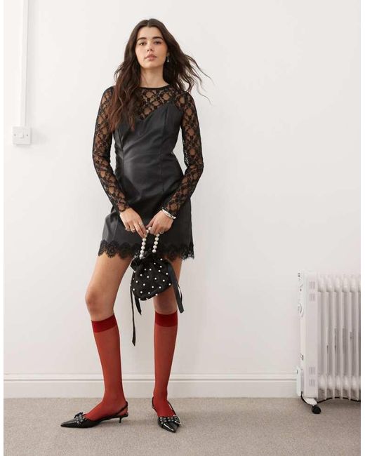 Miss Selfridge Black Faux Leather 2