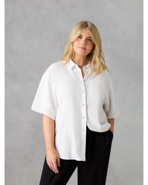 Live Unlimited White Linen Mix Pleated Shirt