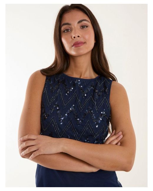 Blue Vanilla Blue Embellished Maxi Dress