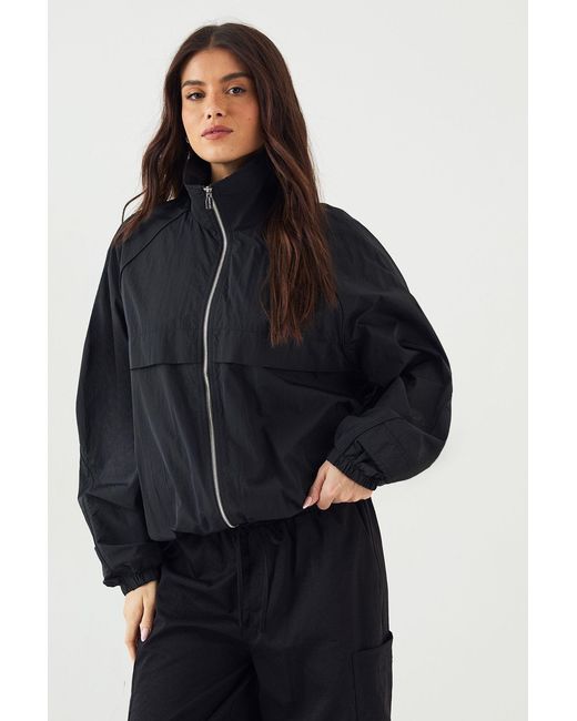DSGN Studio Blue Nylon Zip Through Funnel Neck Track Jacket