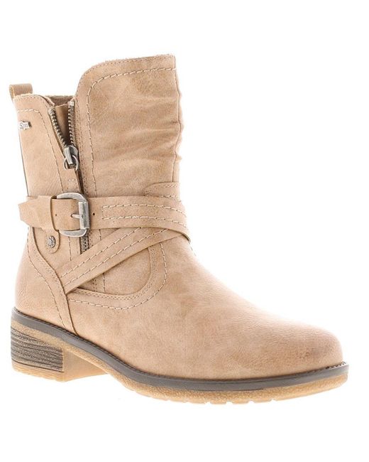 Relife Natural Ankle Boots Reveal Zip Fastening Wide Fit Sand