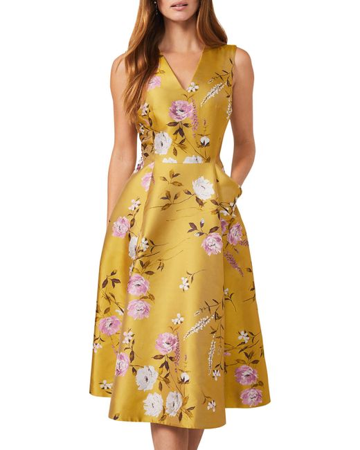Phase Eight Yellow Cecily Floral Jacquard Fit And Flare Dress