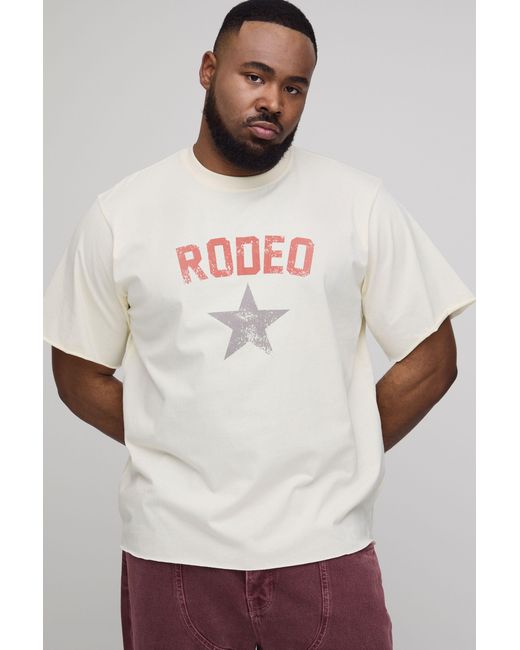 BoohooMAN Natural Plus Regular Fit Heavyweight Washed Buckle Detail Rodeo Star T-Shirt for men