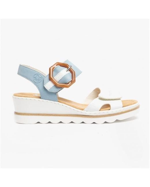 Rieker Blue 67476-10 Ladies Wedge Sandals
