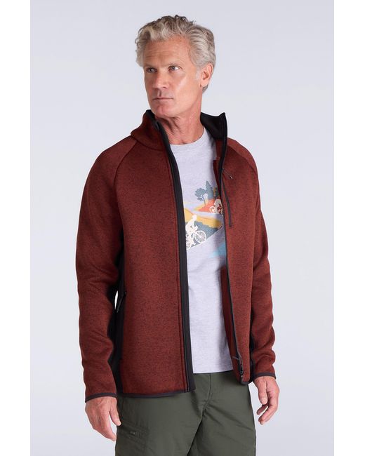 Mountain Warehouse Red 'Treston' Fleece Sweater Antipill Full Zip Stretchy Winter Coat for men