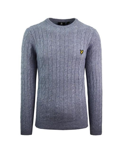 Lyle & Scott Blue Cable Knitted Sweater Cotton for men