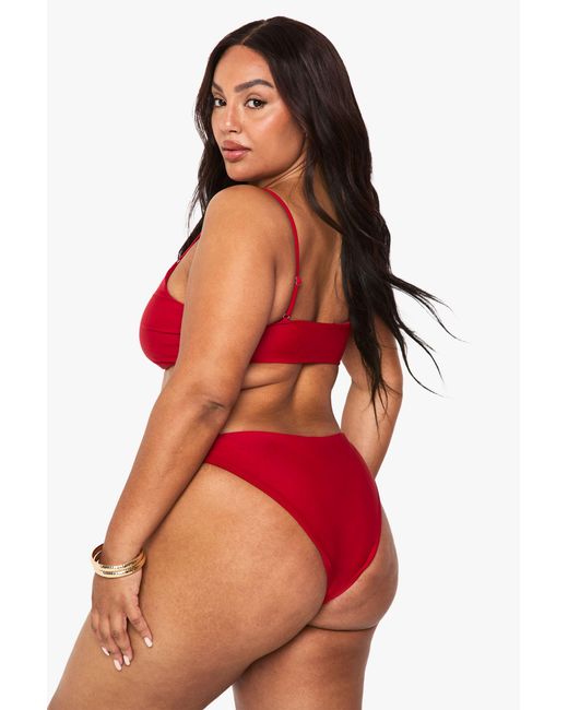 Boohoo Red Plus Swimwear Essentials V Front Brief