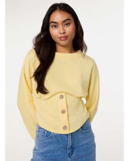 Pink Vanilla Blue Button Front Corset Sweatshirt