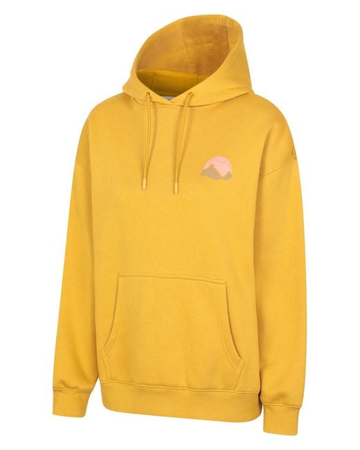 Mountain Warehouse Yellow 'Mountain Sunset' Relaxed Fit Hoodie Warm Cosy Printed Casual Travel Top Cotton