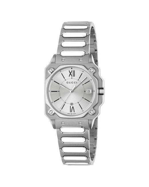 Gucci Metallic Ya166504 G-Flat Dial Watch Stainless Steel