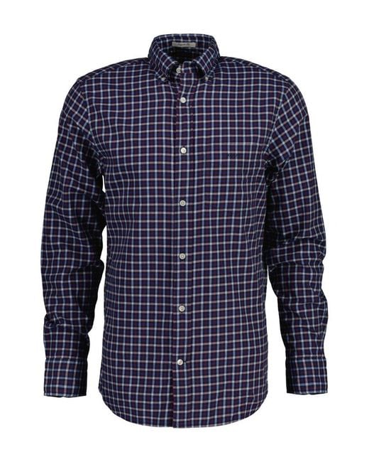Gant Overhemd Regular Fit Twill Micro Multi Check In Blauw in het Blue voor heren