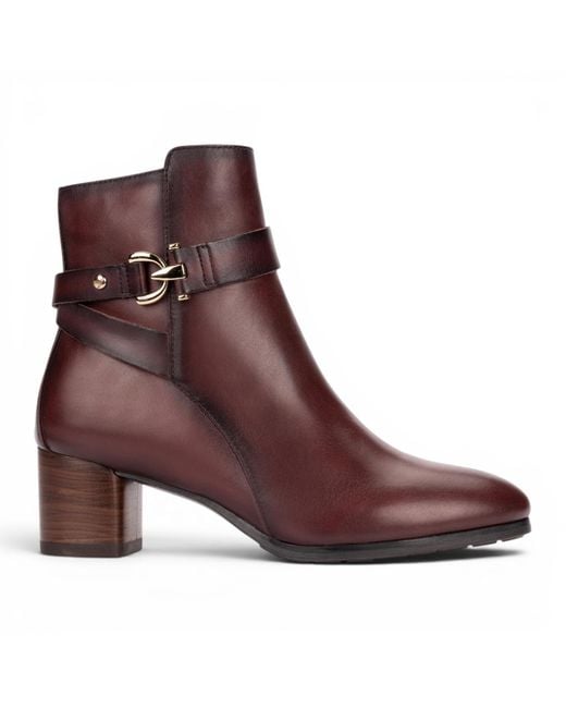 Pikolinos Brown Leather Ankle Heeled Boots