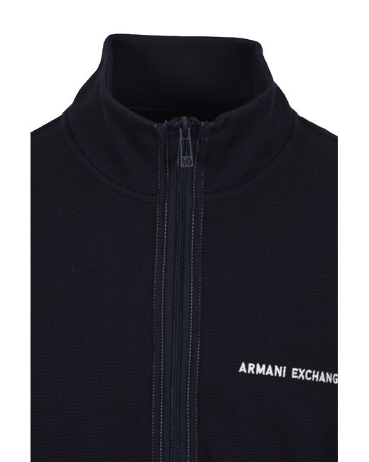 ARMANI EXCHANGE Blue Full Zip Sweatshirt Deep Cotton for men