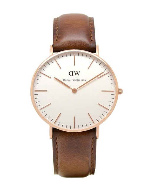 Daniel Wellington Natural Dw00100035 Ladies Classic St Mawes 36Mm Rose Watch