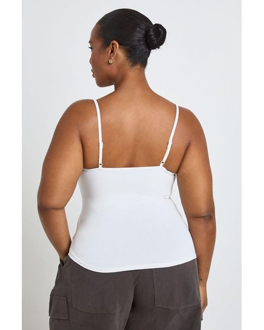 Boohoo White Plus Second Skin Strappy Square Neck Vest Top