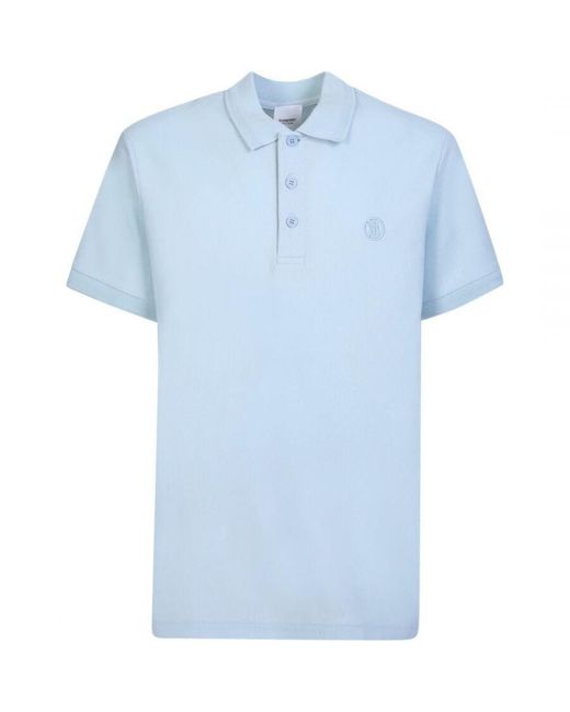 Burberry Blue Branded Circle Logo Sky Polo Shirt for men
