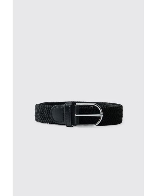 BoohooMAN Black Textured Woven Belt for men