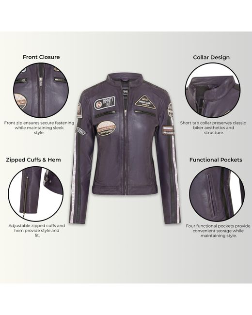 Infinity Leather Blue Biker Racing Badges Jacket-Eastleigh Lamb Leather