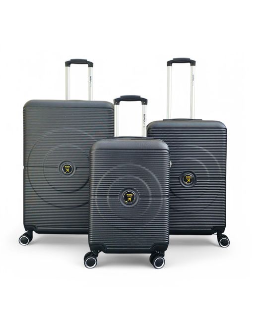 Infinity Leather Robuuste Abs Harde Schaal Zwarte 8 Wielen Bagage Reiskoffer in het Gray