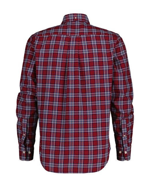 Gant Red Regular Fit Archive Oxford Check Shirt for men