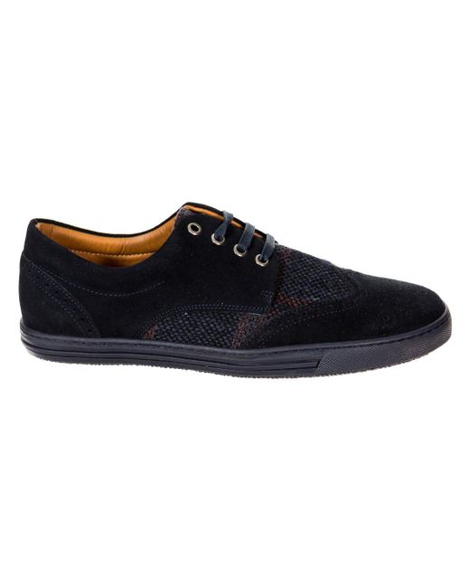 Hackett Blue Plaid Sneakers With Lace Closure Hms20206 for men