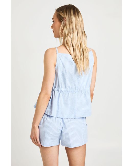 Boohoo Blue Petite Elasticated Waist Stripe Boxer Runner Short