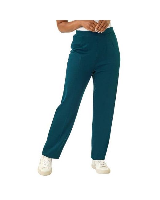 Roman Blue Petite Straight Leg Ponte Stretch Trouser